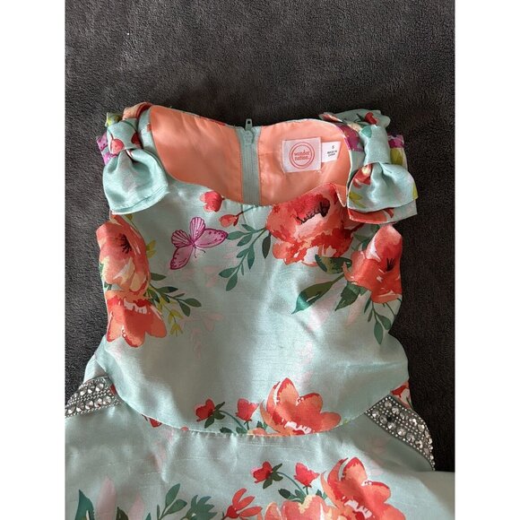Elegant Girls size 5 Floral Dress with rhinestone lined pockets - Picture 3 of 7